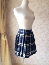Navy Plaid Skirt Outfit Women Girl Pleated Plaid Skirt Navy Plaid Mini Skirts image 2