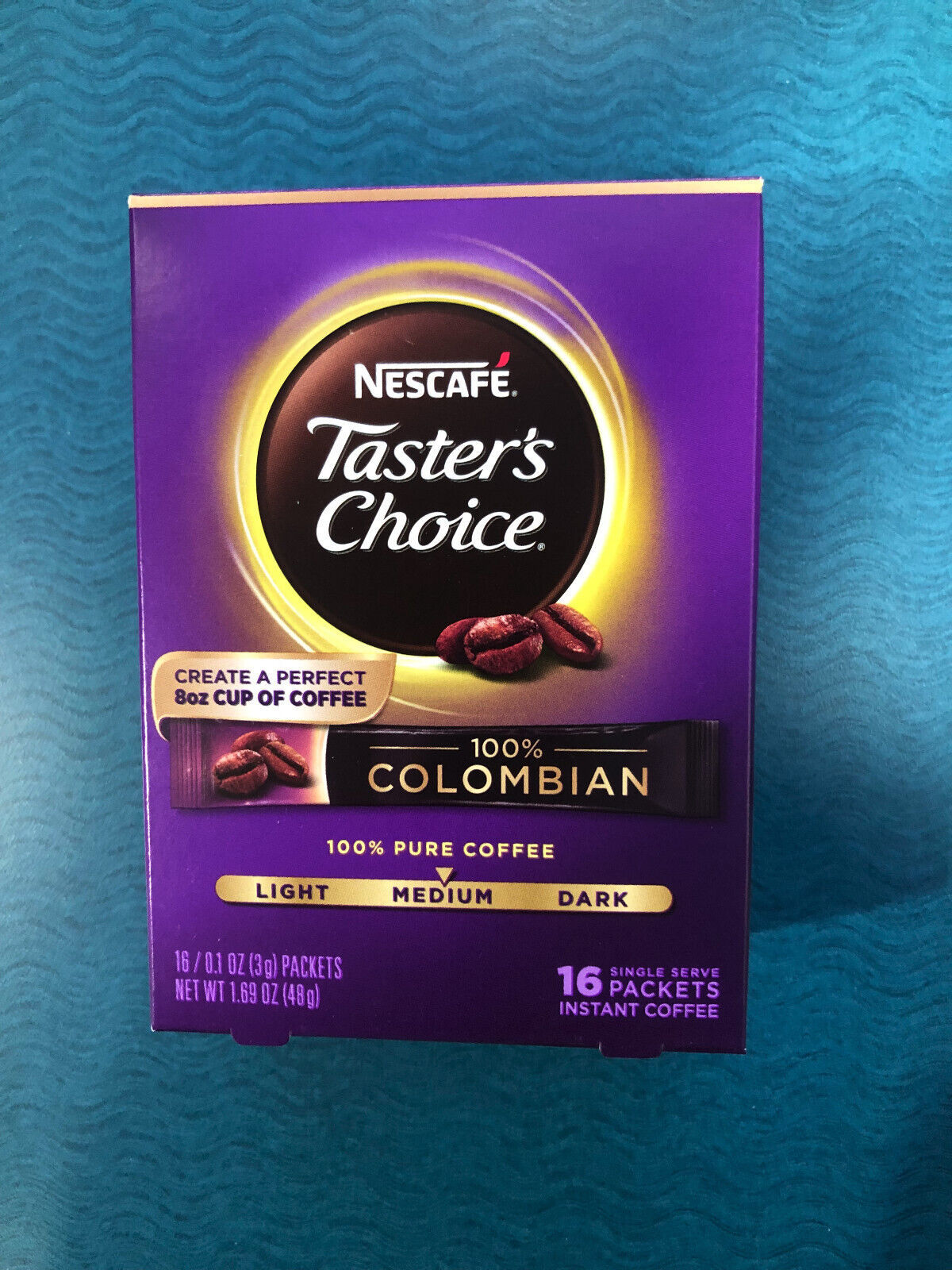 NESCAFE TASTER'S CHOICE 100% COLOMBIAN INSTANT COFFEE SINGLE PACKS 16 COUNT - £10.38 GBP