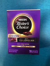 NESCAFE TASTER&#39;S CHOICE 100% COLOMBIAN INSTANT COFFEE SINGLE PACKS 16 COUNT - £10.38 GBP
