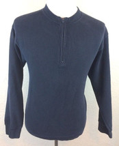 #S15 Orvis Sz L 100% Cotton 1/2 Zip Navy Blue Pullover Sweater - £6.75 GBP