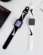 Nike Swoosh Apple Watch Band BLACK 42/44/45/49mm 1,2,3,4,5,6,7,8,SE,Ultra - $25.23