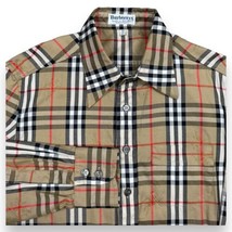 Vintage 70s Burberry London Nova Check Plaid Shirt Cotton Mens Sz 42 16.5 - £148.77 GBP