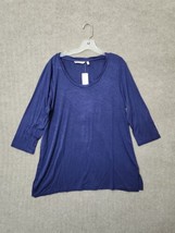 Soft Surroundings Margeaux Tunic Womens M Blue 3/4 Sleeve Soft Rolled Neck NEW - £23.13 GBP