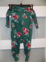 Carter's Green Floral Print LS 2 Way Zipper Footie Size 6 Months Girl's New - $20.00