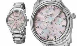 NEW August Steiner AS8076PK Womens Quartz Multifunction Crystal Pink Pea... - £37.89 GBP