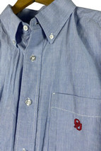 OU Dress Shirt Mens Size Large Button Down Oklahoma Sooners Blue White Pinstripe - £37.19 GBP