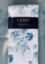 NWT 2 Ralph Lauren Kitchen Towels White Blue &amp; Green Floral Terry Cloth Backing - £18.03 GBP