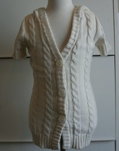 JUSTICE Cream Sweater Cardigan Short Sleeve Hooded Size 8 Girls - $7.91