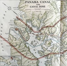 Map Of Panama Canal And Zone 1913 History Lithograph Caribbean Sea Pacific DWAA5 - £47.39 GBP