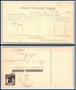 1908 US Postal Card - First National Bank, Bainbridge, New York J4 - £2.32 GBP