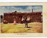 Kids on Mule Mexican Family Adobe Home Postcard 1909 - $14.83