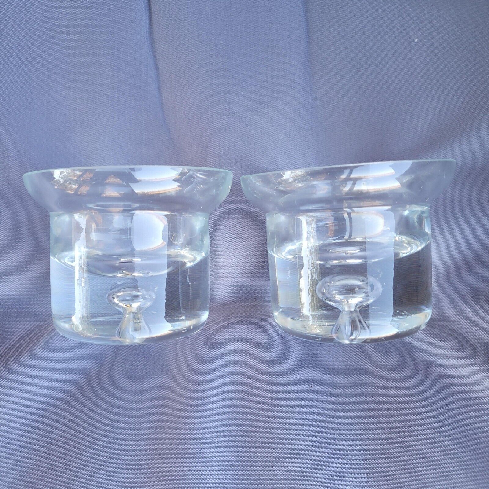 Krosno Polish Hand Blown Art Glass Wide Mouth Candle Holder of Crate & Barrel Candle Sticks