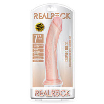 RealRock Realistic 7 in. Curved Dildo With Suction Cup Beige - £31.25 GBP