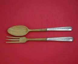 Rambler Rose by Towle Sterling Silver Salad Serving Set 2pc Olive Wood 1... - $107.91