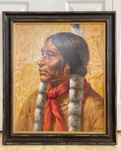 Troy Denton (B. 1949) Native American Indian Portrait Oil on Canvas Painting - £1,499.15 GBP