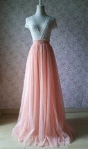 CORAL PINK Long Tulle Skirt Wedding Bridesmaid Plus Size Tulle Maxi Skirt image 1