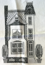 Finished Blackwork Cross Stitch Victorian House Ready to Frame Never Used - £26.62 GBP