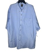 Mens Walnut Creek 4XL Light Blue White Plaid Button Down Short Sleeve Shirt - £6.74 GBP