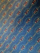 Men&#39;s Vintage LANVIN Italy Navy Blue Tie Foulard Print 100% Silk  LONG X... - $32.99