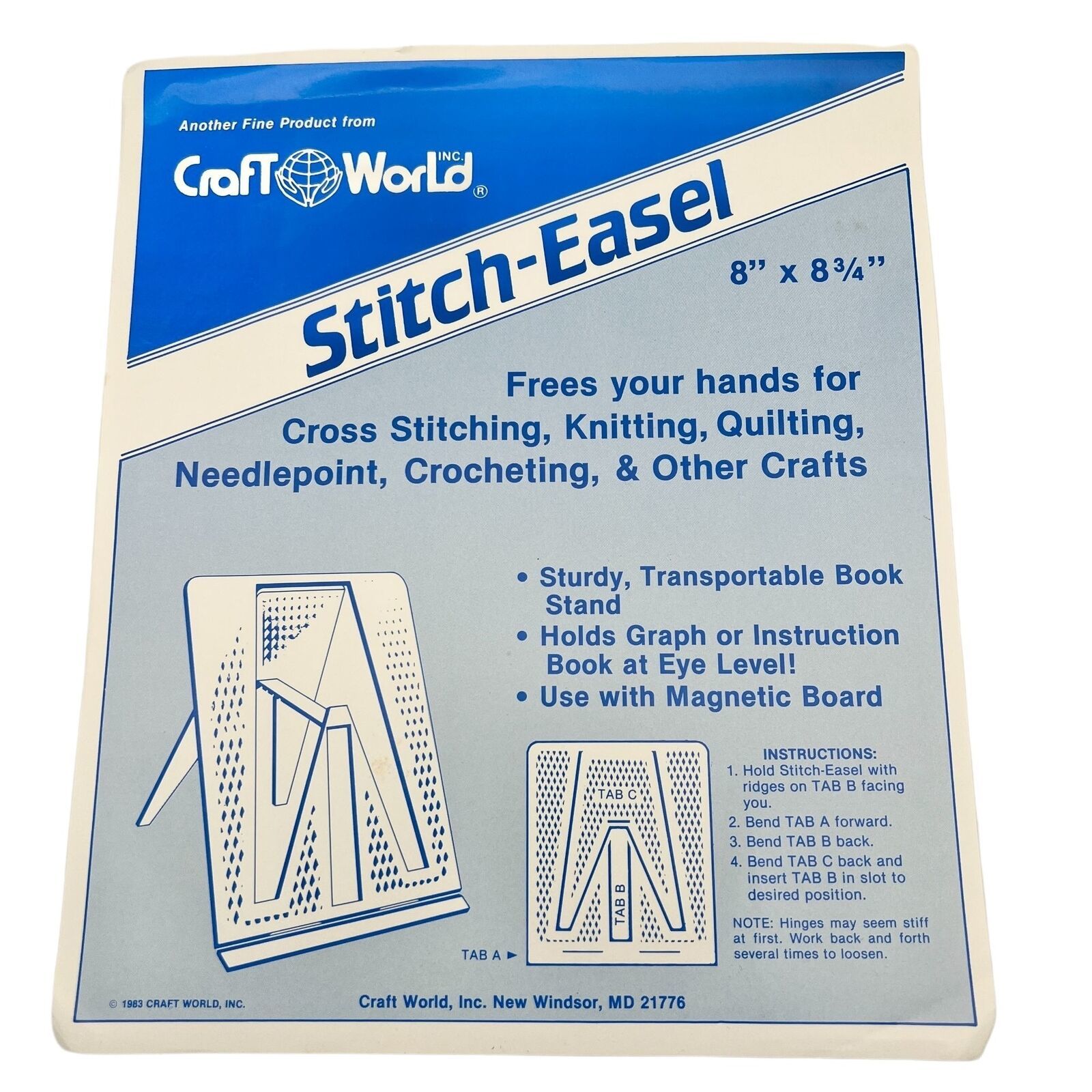 Primary image for Vintage Craft World Stitch-Easel 8x8.75 in 1983 Transportable