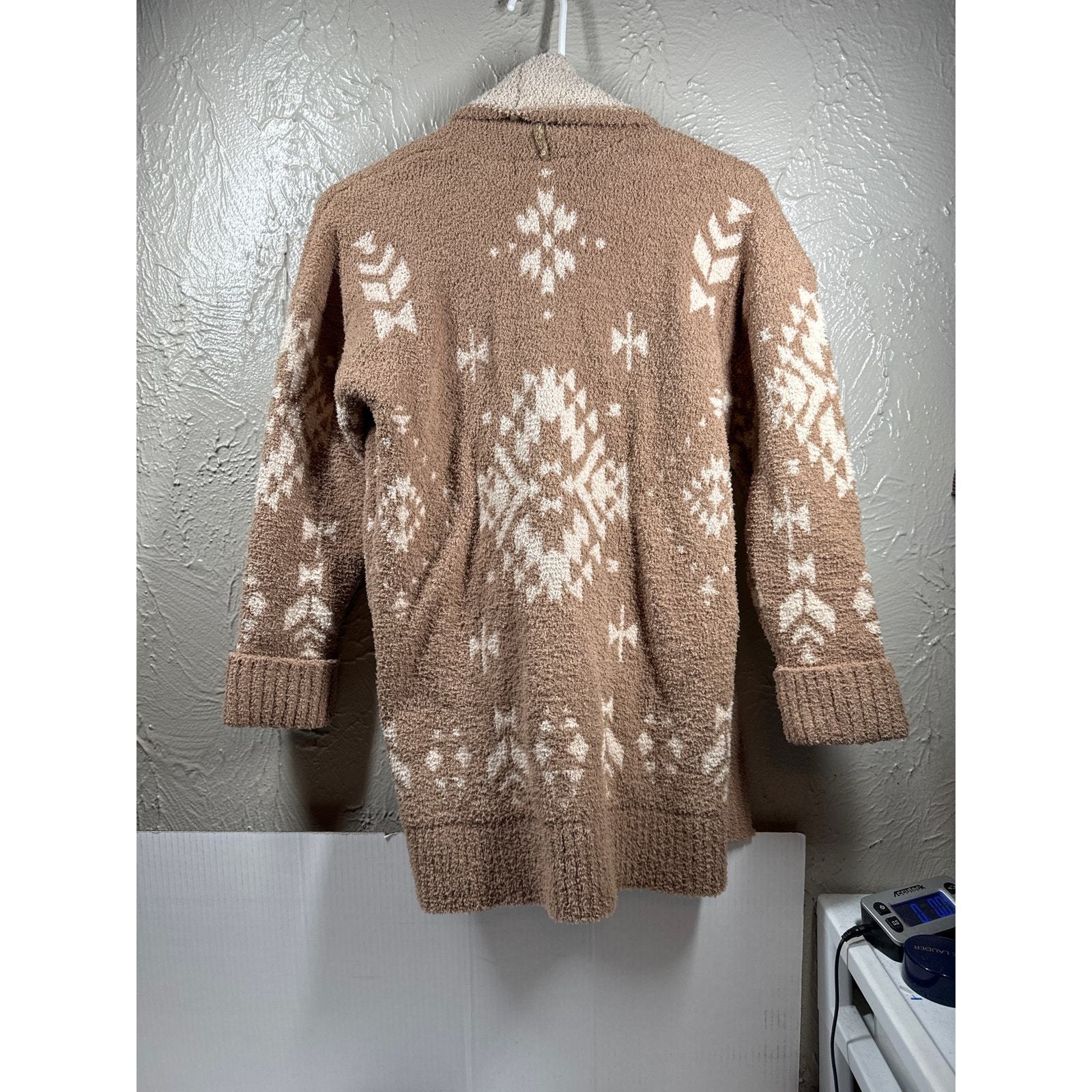 Knox Rose Aztec Southwestern Plush Fleece Cardigan Jacket Brown Cream Size XS Item image 5