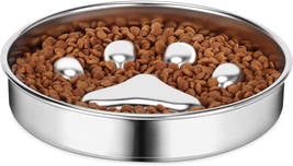 Slow Feeder Dog Bowls 304 Stainless Steel, 2 Cups Metal Food Bowls, Water Bowl f - £25.07 GBP