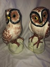 2 Barn Owls Figurines Hand Painted Vintaly Italy 8&quot; Tall - £31.13 GBP