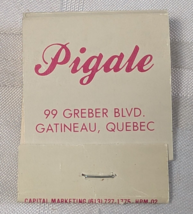 PIGALE EXOTIC DANCERS CLUB ADVERTISING MATCHBOOK COVER GATINEAU QUEBEC C... - $17.80 CAD
