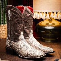 Marco Di Milano Genuine Snake Skin Cowboy Boot Missouri Natural image 7