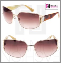 LANVIN LN020S Rose Gold Metal Brown Tortoise Horn Wrap Crystal Sunglasses 020 - £217.03 GBP