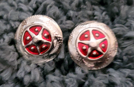 Silver Star Concho Red enamel accent NEW by Action Company 1 1/2&quot; Set of 4 - £11.00 GBP