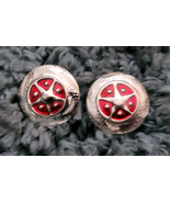 Silver Star Concho Red enamel accent NEW by Action Company 1 1/2&quot; Set of 4 - £11.00 GBP