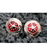 Silver Star Concho Red enamel accent NEW by Action Company 1 1/2&quot; Set of 4 - $13.99