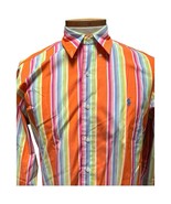 Ralph Lauren Colorful Striped Men&#39;s Long Sleeve Button Down Shirt Orange... - $414.02 MXN