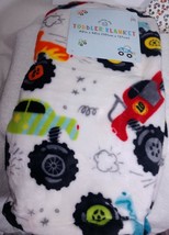 Itty Bitty Adobe White with Monster Trucks Toddler Blanket 40&quot; x 50&quot; New - €15,19 EUR