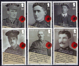 ZAYIX Isle of Man 1277-1282 MNH World War I Poppy Flower Letters 061223S... - $10.85