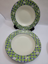 Mikasa Tartan Blue Plaid Shallow Soup Bowl Fine China L3120 4 PC Lot - $533.65 MXN