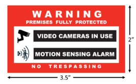 Video Camera + Motion Sensor Warning Security Stickers / 6 Pack + FREE S... - £4.51 GBP
