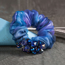 Geometric Crystal Bead Organza Hair Tie Scrunchie - £3.52 GBP