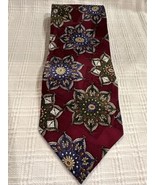 Tabasco 100% Silk Tie Mens Abstract Logo Design Maroon Blue Green Mandalas - £12.57 GBP