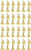 24Pcs Gold Brass Trumpet Ornament Decoration - Golden Plastic Trumpet Di... - $38.99