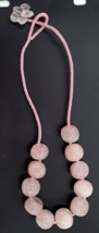 Rose Quartz Stone Polished Bead Necklace Hand Made 20&quot; - £14.15 GBP