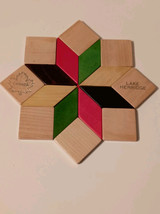 Canada Souvenir Wooden Trivet Red Green Black Color Star Lake Herridge 6... - $11.75