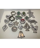 Lot Of 19 Vintage Cookie Cutters Tin Metal Aluminum - £35.18 GBP