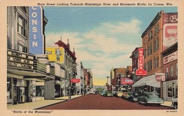 La Crosse Wisconsin WI Main Street on the Bluffs of the Mississippi Postcard L22 - £7.90 GBP