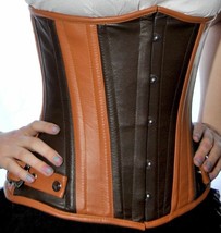 High Quality Brown Genuine Leather Fashion Underbust Corset - £67.08 GBP
