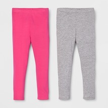 Cat &amp; Jack Toddler Girls Pull On Leggings 2 Pack Size 3T Pink &amp; Heather Gray New - $12.59