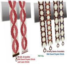 Cuff Bracelet patterns, Odd Peyote - Loom Stitch, Miyuki Delica and Prec... - $5.00+