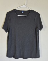 Old Navy Luxe Charcoal Gray Short Sleeve Blouse Women&#39;s Size S Petite - $145.56 MXN