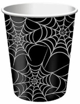 Halloween Black Spider Webs 8 9 oz Cups Cup Party - £3.57 GBP